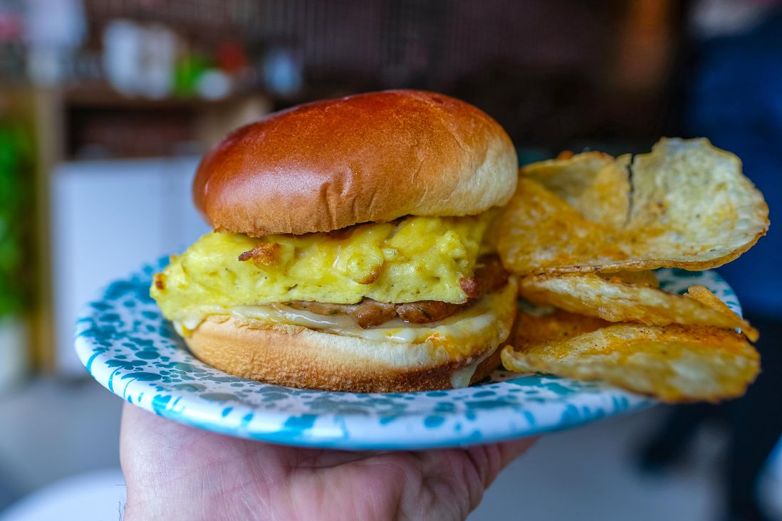 Breakfast Sandwich with homemade chips ($9)